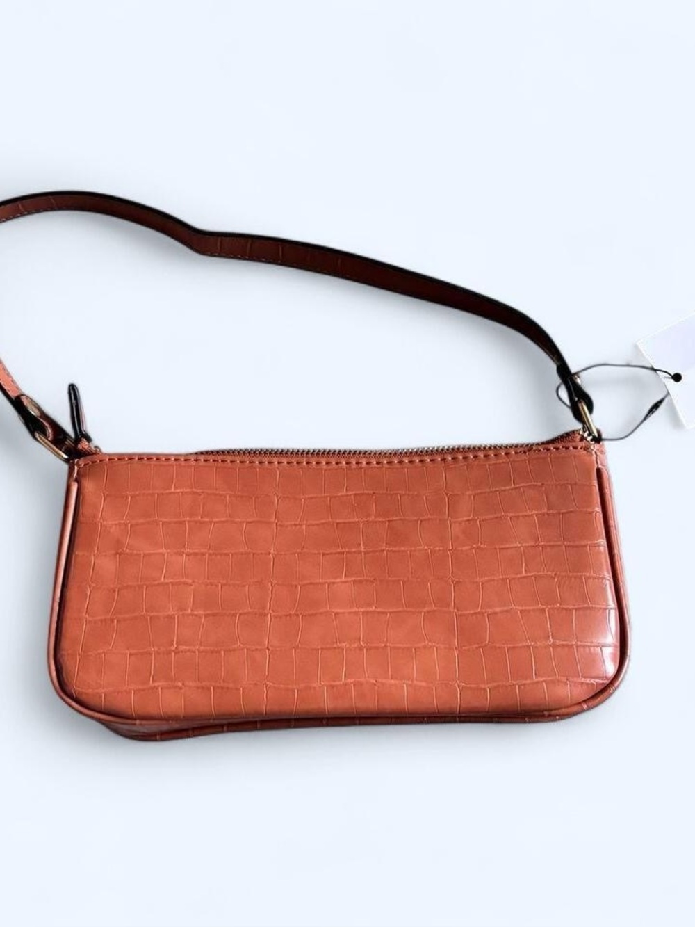 Brown Croc Skin Shoulder Bag